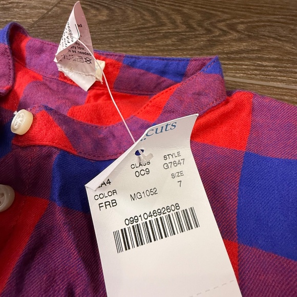 J. Crew Factory Crewcuts Girls Red/Blue Buffalo Plaid Dress, Sz 7, NWT, Holiday - Picture 3 of 12